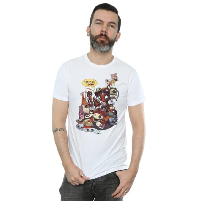 Marvel Marvel Men Deadpool Merchandise Royalties T-Shirt in White Size: Small White S Male 5057736833476
