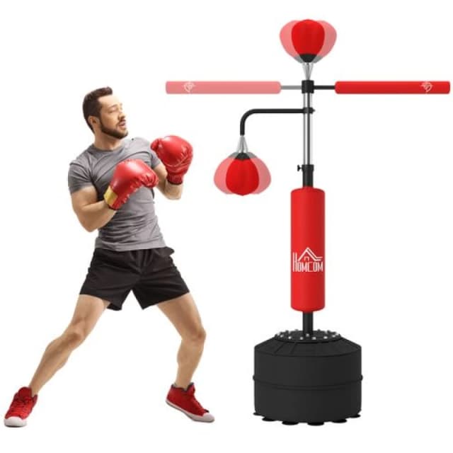 Homcom 3-in-1 Punching Bag With 2 Speedballs, 360? Reflex Bar, Red, Red A91-120V00RD