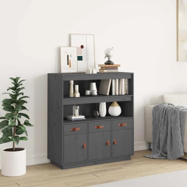 Vidaxl Highboard Grey 100X40X108.5cm Solid Wood Pine, Grey 820164