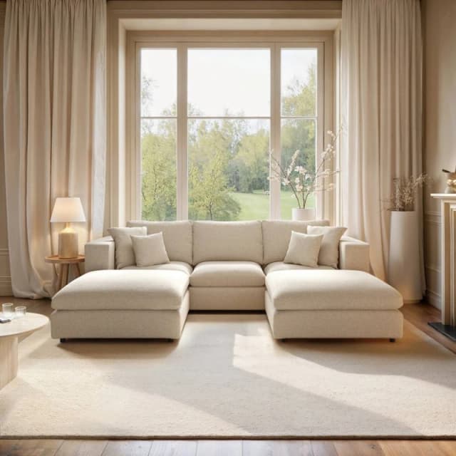 Solace+Co Asher U Shape Corner Sofa Bundle in Beige Beige Unisex