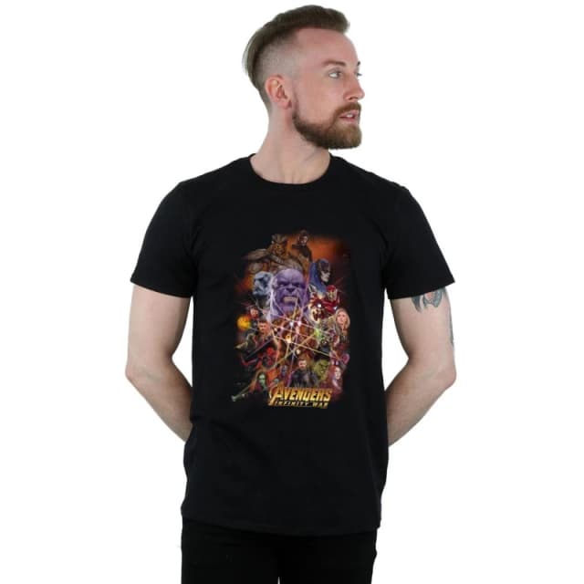 Marvel Marvel Men Avengers Infinity War Character Poster T-Shirt in Black Size: Small Black S Male 5057864430349