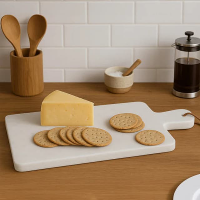 Premier Housewares Marmore Curved Handle Marble Paddle Board White