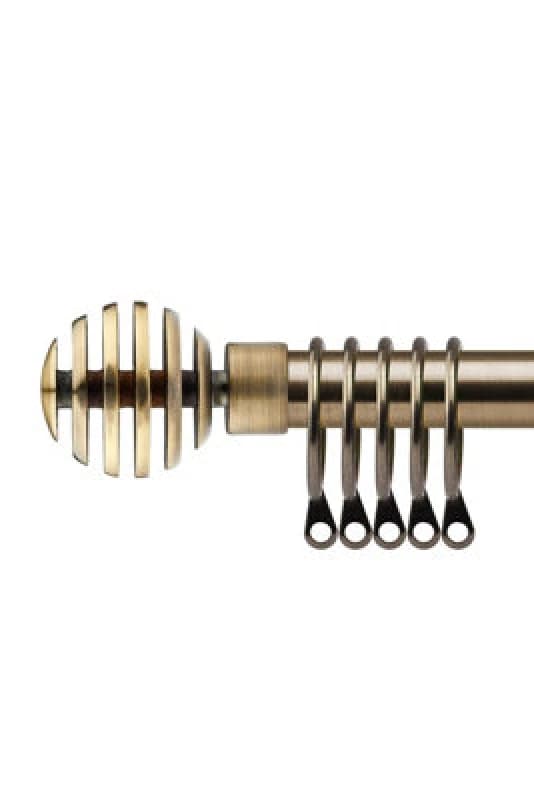 16-19mm Geneva Extendable Metal Curtain Pole Set Brass 120-210Cm