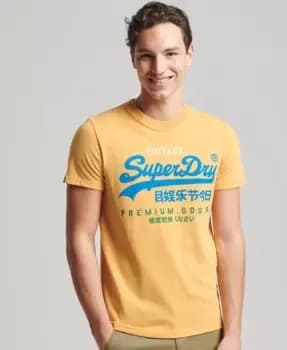 Superdry Mens Vintage Logo Tri T-Shirt Yellow / Ochre Marl - Size: XS