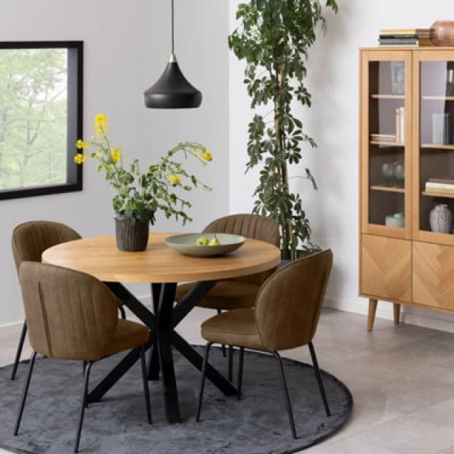 Furniture To Go Heaven Dining Table In Oak With Black Legs (L) 120Cm Seats Up To 4