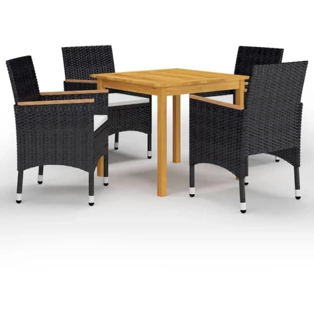 VIDAXL 5 Piece Garden Dining Set with Cushions Black Vidaxl 8720286851920