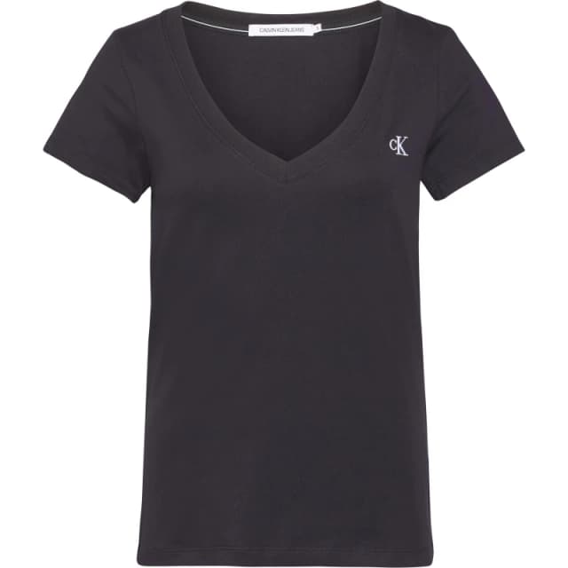 Calvin Klein Jeans Embroidery Stretch V-neck T-Shirt - Black 16