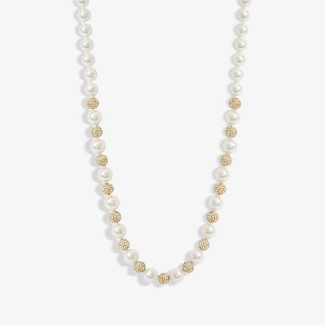 Jon Richard Gold Plated Pave Ball And Pearl Necklace Gold