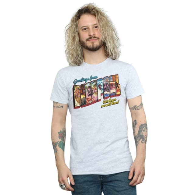 Marvel Marvel Men Deadpool Greetings T-Shirt in Grey Size: Small Grey S Male 5057981164073