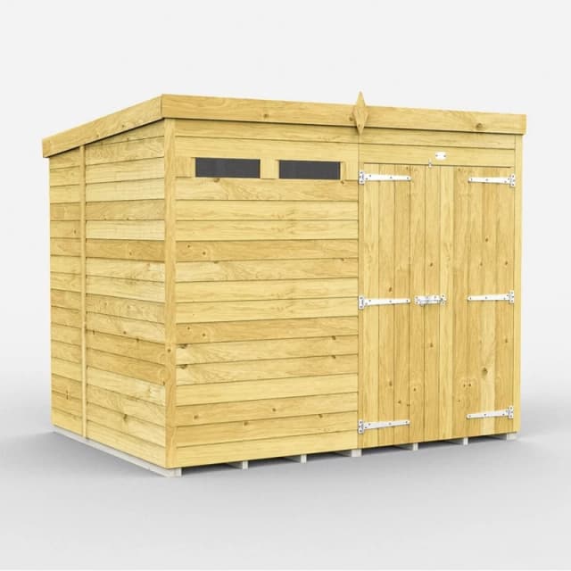 Buttercup Farm 8 x 6 Feet Pent Security Shed - Double Door - L178 x W243 x H201cm in Brown Brown Unisex