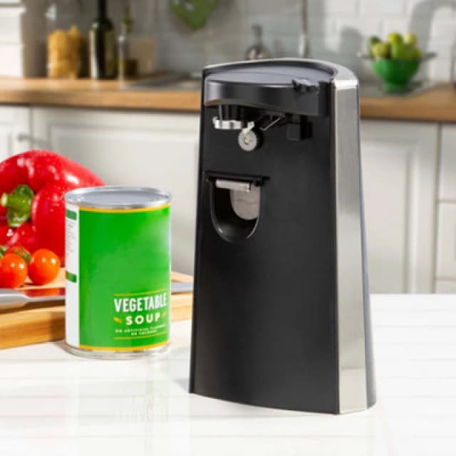 Daewoo Daewoo 3-in-1 Electric Tin Can Opener and Knife Sharpener Bottle Opener Hands Free 60W in Black One Size Unisex 5024996934939
