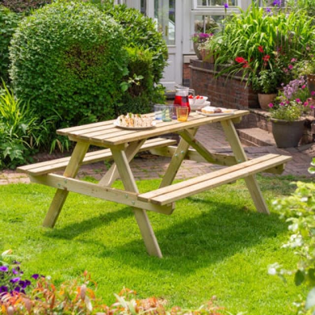 Rowlinson Traditional Softwood 6 Seat Picnic Table 1.5M