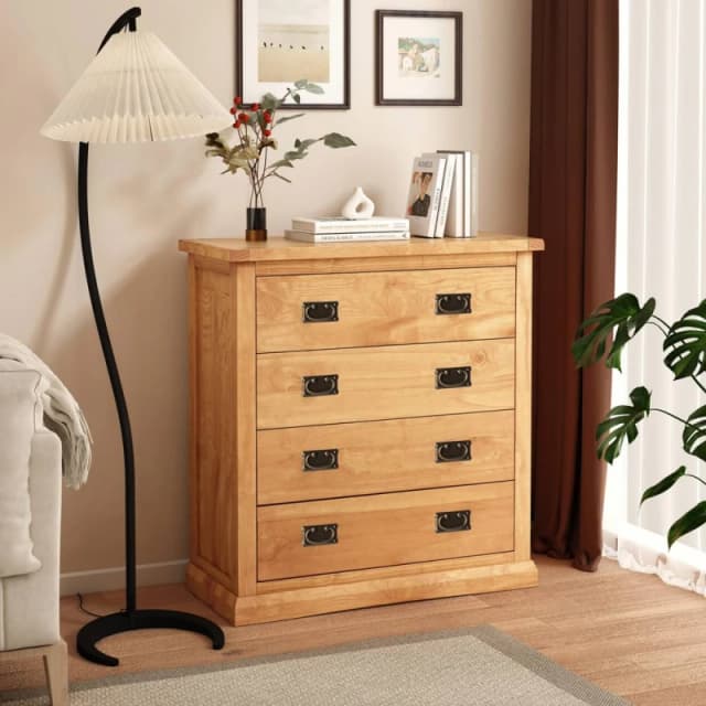 Cabinet Bits Lucca 4 Drawer Chest of Drawers Bras Drop Handle in Light Brown Light Brown Unisex