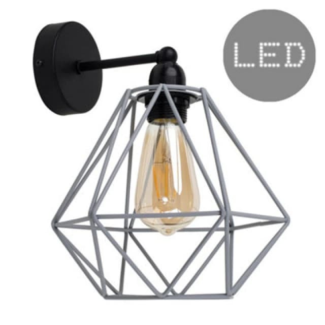 ValueLights Diablo Black and Grey Indoor Wall Light with Amber LED Bulb Black