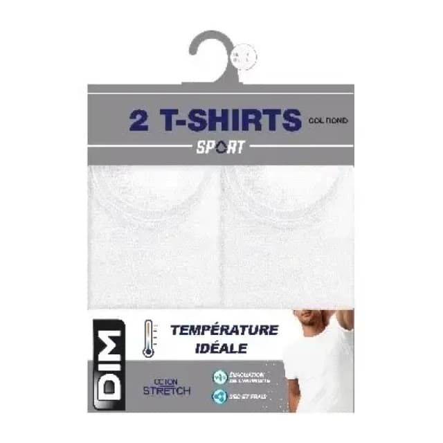 Dim Pack of 2 Regul'Activ Crew Neck T-Shirts White Men XL