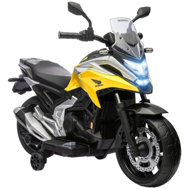 AIYAPLAY Honda Licensed 12V Ride on Motorcycle w/ Early Education Function Yellow