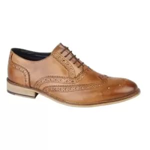 Roamers Mens Leather Brogue Oxford Shoes (10 UK) (Tan)