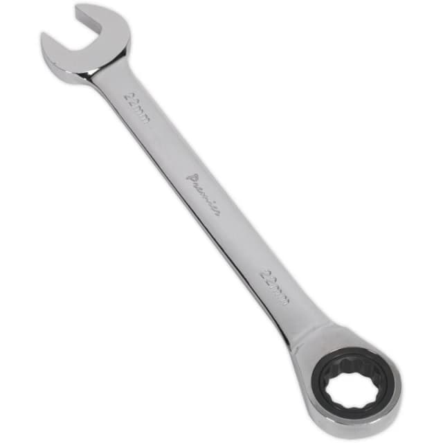 Loops 22mm Ratchet Combination Spanner - Chrome Vanadium Steel - 72 Tooth Ratchet Ring Metallics