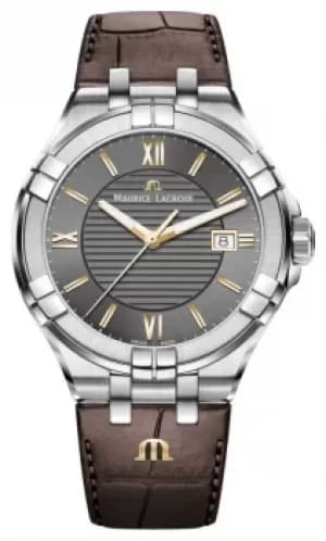 Maurice Lacroix Mens Aikon Brown Leather Strap Rose Gold Watch