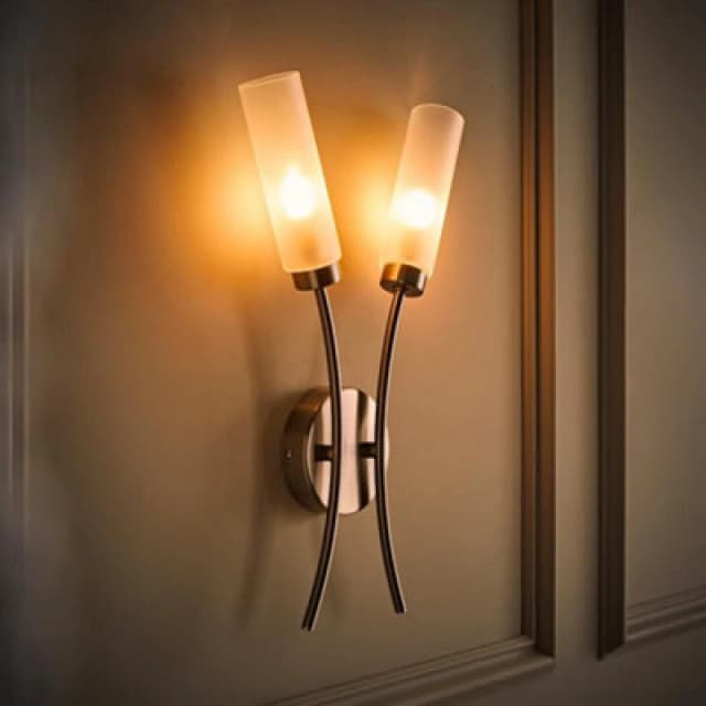 VALUELIGHTS Maya 2 Way Curved Brushed Chrome Wall Light Fitting for Living Room Lounge Hallway - LED Bulbs Included B5476