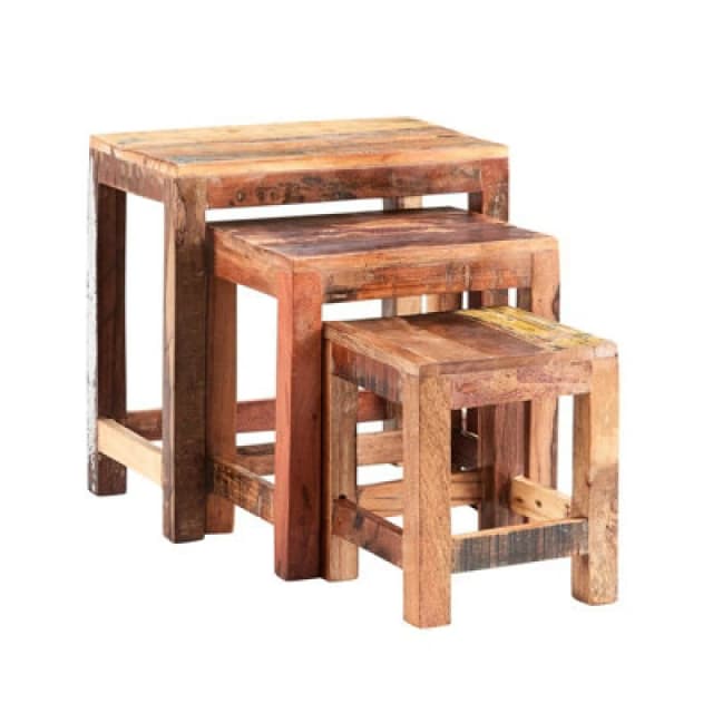 Buttercup Farm Coastal Nest Of 3 Tables - Wood - L30 X W46 X H46 Cm