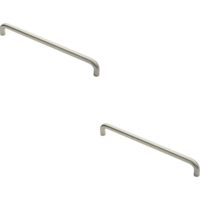 Loops 2x Round D Bar Pull Handle 22mm Dia 450mm Fixing Centres Satin Stainless Steel Metallics unisex