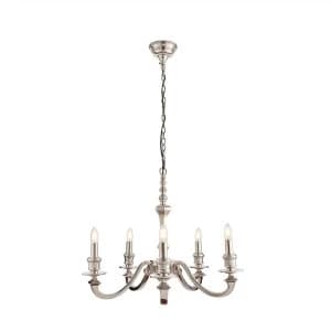 5 Light Multi Arm Pendant Polished Cast Aluminium, E14