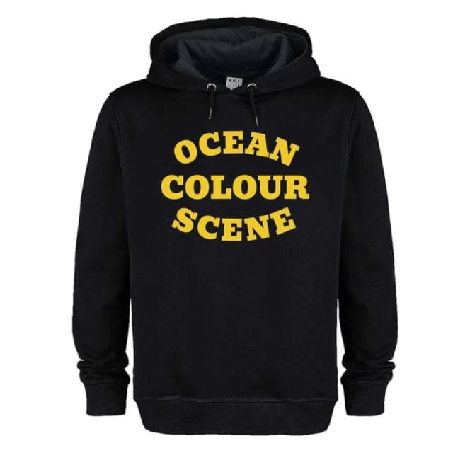 Amplified Mens Ocean Colour Scene Logo Hoodie in Black Size: XS Black Male XS