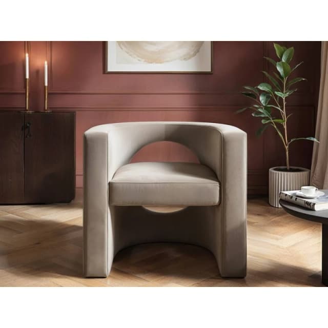 Solace+Co Leela Modern Velvet Armchair in Beige Beige Unisex