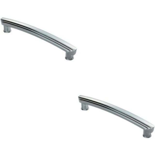 Loops 2x Ridge Design Curved Cabinet Pull Handle 160mm Fixing Centres Polished Chrome Multi unisex