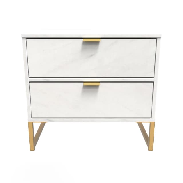 Tamworth Double 2 Drawer Bedside Cabinet In Marble (Ready Assembled)