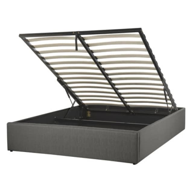 Beliani Ottoman Bed Without Headboard Fabric Dinan 140 X 200 Cm (Eu Double) Dark Grey