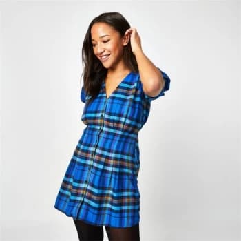 Jack Wills Abigail Tartan Check Mini Dress - Blue
