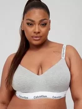 Calvin Klein Plus Size Modern Cotton Lightly Lined Logo Strap Bralette - Grey, Size 2XL, Women
