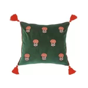 Joules Golden Hour Stripe Embroidered Cushion 45cm x 45cm, Green