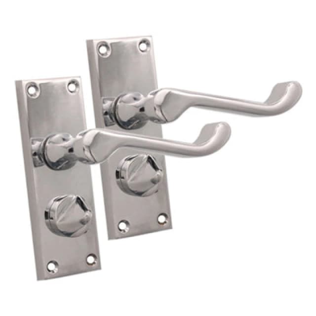 Spira Brass Victorian Scroll Privacy Lever Handle 115mm Polished Chrome