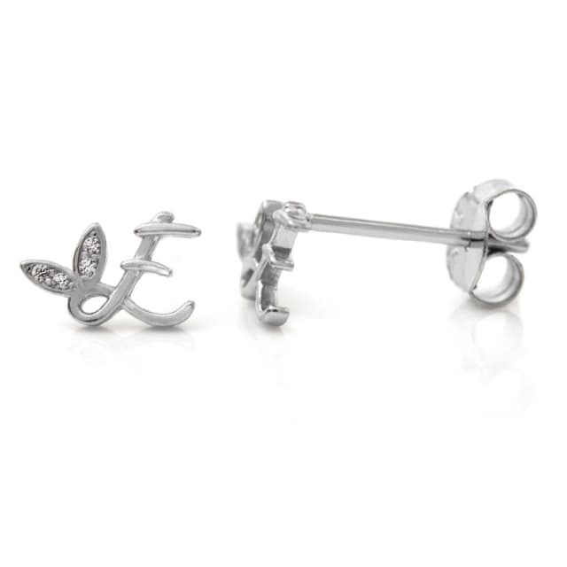 Say It With Winged Initial Earring Pair - Sterling Silver - E Silver Unisex One Size