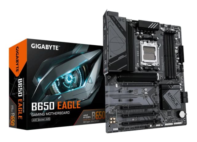 Gigabyte Gigabyte B650 EAGLE Motherboard - Supports AMD Ryzen 9000 CPUs 12+2+2 Phases Digital VRM up to 7600MHz DDR5 (OC) 1xPCIe 5.0 + 2xPCIe 4.0 M.2