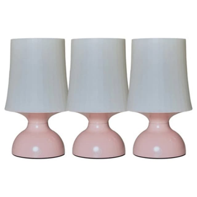 ValueLights Colmar 3 Pack Pink Table Lamp Touch On/Off Dimmable Pink unisex