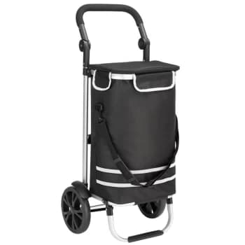 2in1 Trolley 56L / 50kg Folding Removable Bag Hand Cart Cooling Bag Black - Monzana