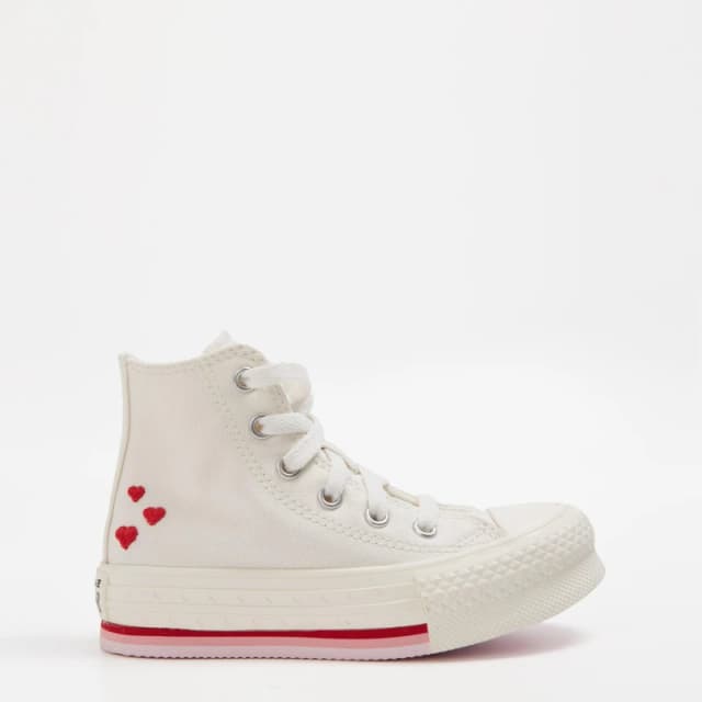 Converse white & pink eva lift hi valentines Girls Junior trainers White & Pink UK 11 (EU 28½)