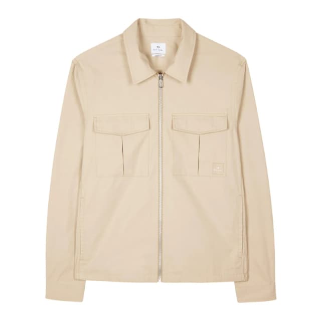 Paul Smith Mens Cotton Zip Long Sleeve Overshirt Beige 61 male L
