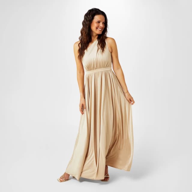 Biba Biba One Shoulder Maxi Dress - Neutral Neutral 8