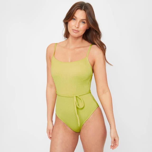 Be You Textured Belted Swimsuit - Green Green 8