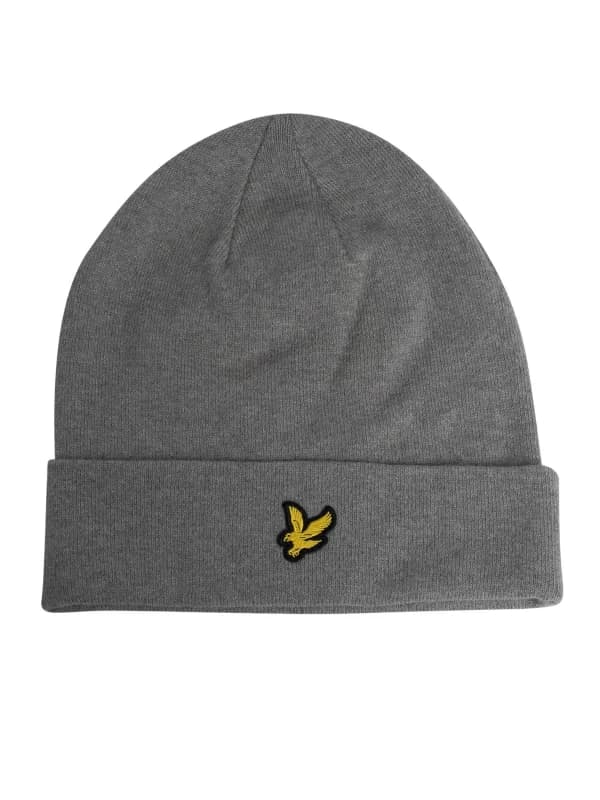 Lyle & Scott Cotton Merino Beanie Mid Grey Marl One Size