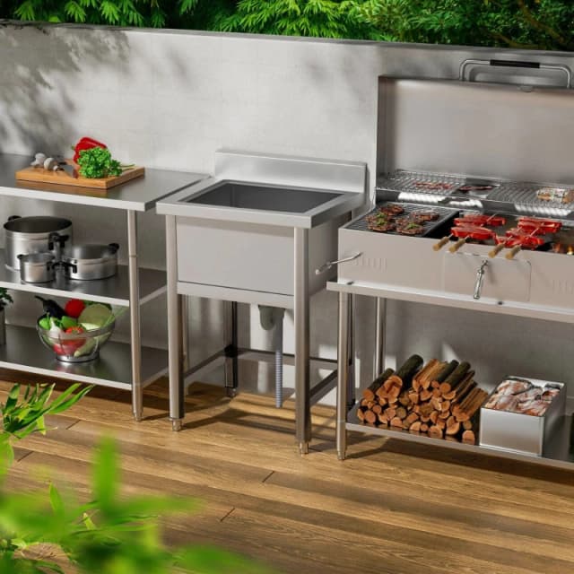 Home & Outdoor Direct 60cm W Commercial Stainless Steel Kitchen Sink AI0089