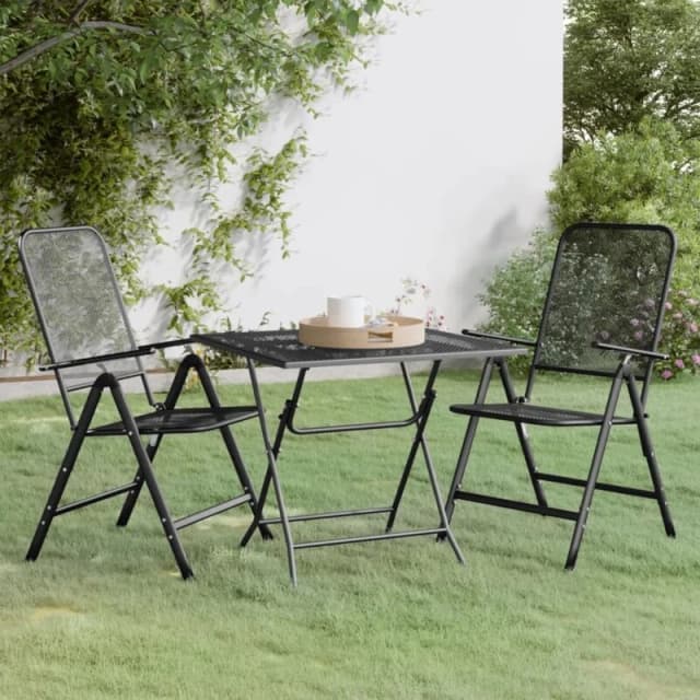 VIDAXL 3 Piece Garden Dining Set Expanded Metal Mesh Anthracite Vidaxl 8720287133230