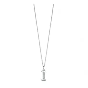 Beginnings Sterling Silver Art Deco Initial I Cubic Zirconia Pendant P4731C
