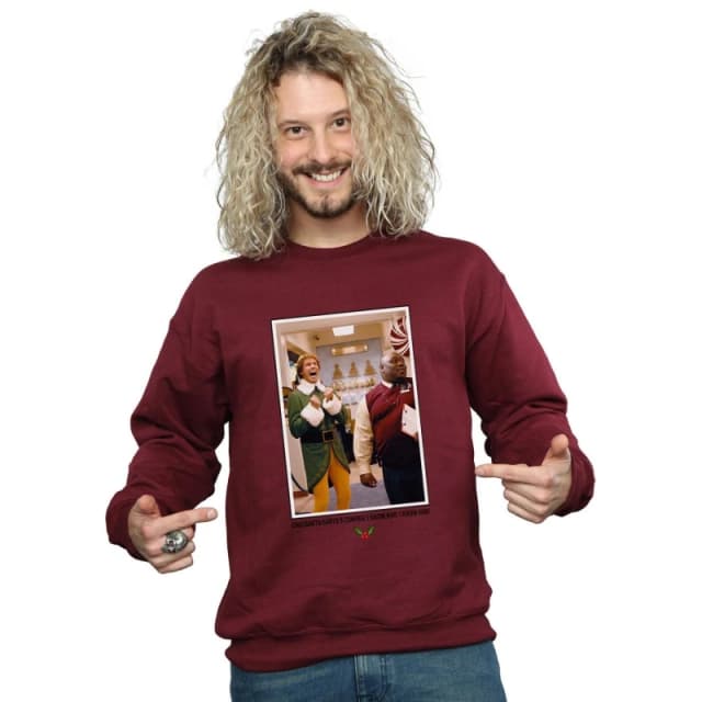 Elf Elf Men OMG Santa Photo Sweatshirt in Burgundy Size: Small Burgundy S Male 5057981621026