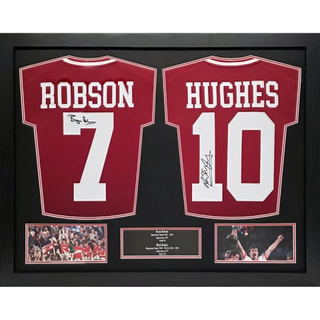 AllStarSignings Ltd Hughes & Robson signed Manchester United shirts Red unisex One Size